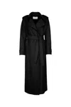 Harris Wharf London Women Long Trench Double Stitching Pressed Wool In Black
