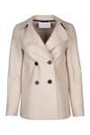 Harris Wharf London Double-breasted Fitted Jacket In Almond