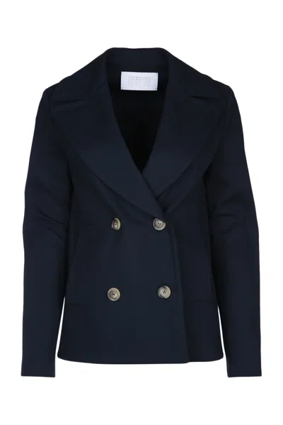 HARRIS WHARF LONDON WOMEN PEACOAT DIAGONAL CRAFTED WITH LORO PIANA FAB