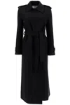 Harris Wharf London Double-stitched Long Trench In Pressed Wool In Black