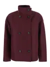 Harris Wharf London High-neck Double-breasted Coat In Burgundy
