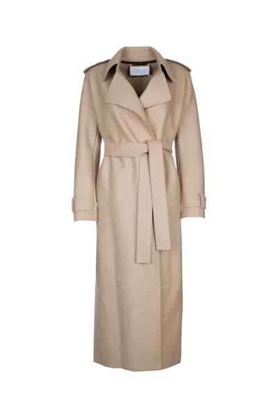 Harris Wharf London Women Women Long Trench Double Stitching Pressed Wool In Neutral