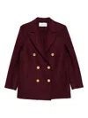 Harris Wharf London Women Wool Double-breasted Coat In Burgundy