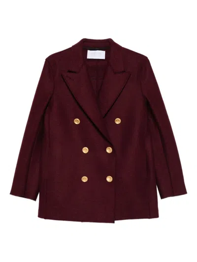 Harris Wharf London Women Wool Double-breasted Coat In Burgundy