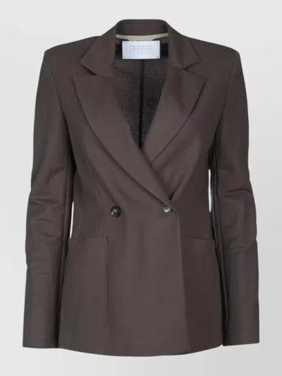 Harris Wharf London Womens Double Breasted Blazer Shoulder Pads In Brown