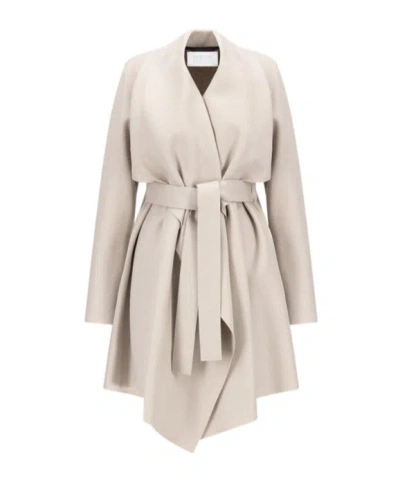 Harris Wharf London Wool Belted Coat In Neutral
