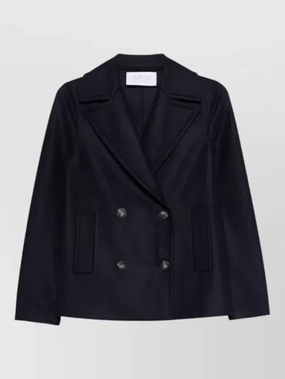 Harris Wharf London Wool Coat Double Breasted Front Pockets In Blue