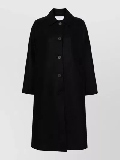 Harris Wharf London Balmacaan Raglan-sleeve Button Coat In Black