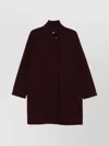 Harris Wharf London Wool Coat With High Neck And Raglan Sleeves In Burgundy