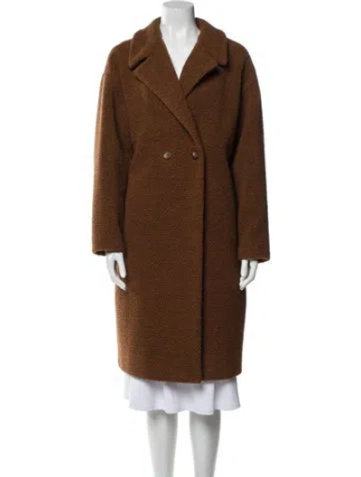 Pre-owned Harris Wharf London Wool Faux Fur Coat In Brown