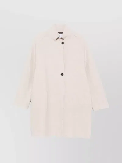 HARRIS WHARF LONDON WOOL HIGH NECK COAT WITH SIDE POCKETS