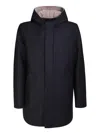 HARRIS WHARF LONDON WOOL HOODED COAT BLUE