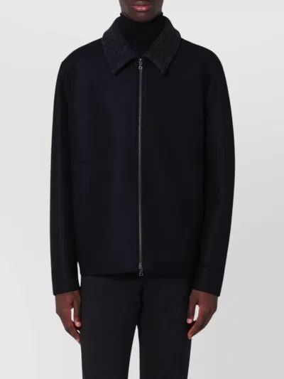 HARRIS WHARF LONDON WOOL JACKET WITH ZIP AND COLLAR