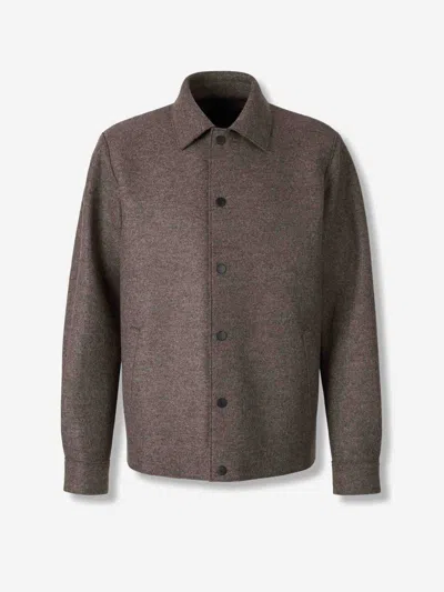 Harris Wharf London Snap-button Shirt Jacket In Brown