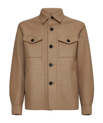 Harris Wharf London Wool Shirt Jacket In Brown