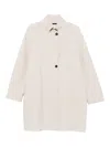 Harris Wharf London Wool High Neck Coat With Side Pockets In Sand