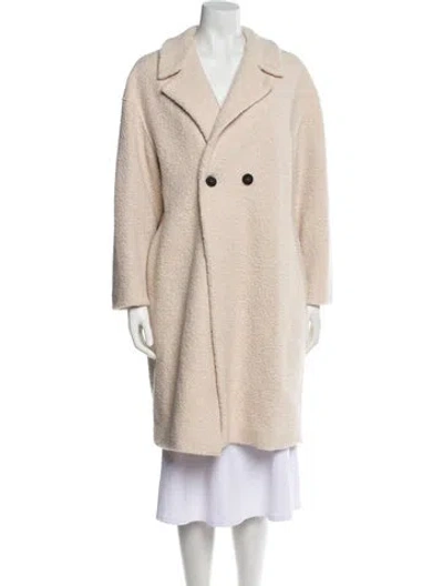Pre-owned Harris Wharf London Wool Tweed Pattern Faux Fur Coat In Neutral