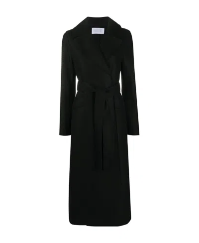 Harris Wharf London Wrap-around Virgin Wool Coat In Black