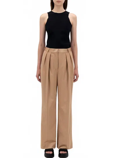 Harris Wharf Pleated Wide Leg Trouser In Rosewood Tan In Animal Print