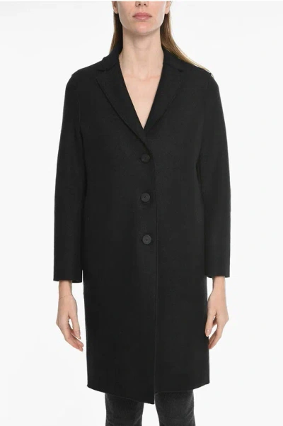Harris Wharf Unlined Boiled Wool Coat With Flush Pockets In Black