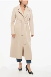 Harris Wharf Virgin Wool Maxi Coat With Belt In Neutral