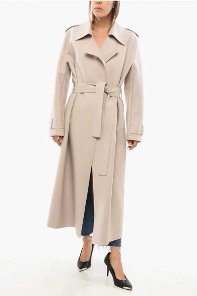 Harris Wharf Virgin Wool Maxi Trench With Belt