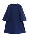 Harris Wharf Women's Bell Sleeve Dress In Indigo In Blue
