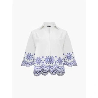 Harrison Fashion Alissa Cotton Embroid Popover | Linen White