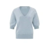 HARRISON FASHION SOFT SWEATER WITH V NECK AND HALF LONG SLEEVES | XENON BLUE MELANGE