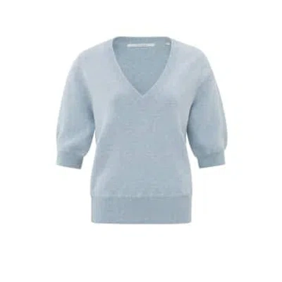 Harrison Fashion Soft Sweater With V Neck And Half Long Sleeves | Xenon Blue Melange