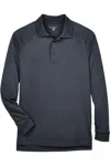 Harriton Advantage Long Sleeve Tactical Polo In Gray