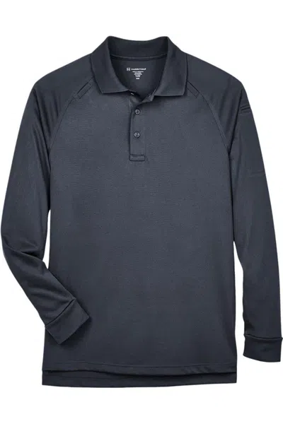 Harriton Advantage Long Sleeve Tactical Polo In Gray