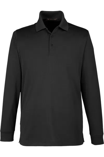 Harriton Advantage Snag Protection Plus Il Long Sleeve Polo In Black