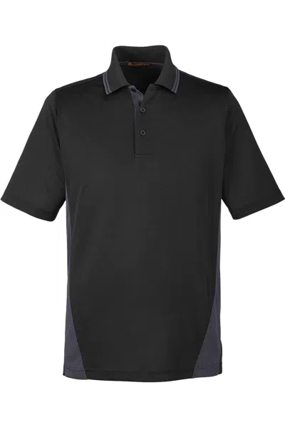 Harriton Flash Snag Protection Plus Il Colorblock Polo In Black