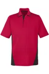 Harriton Flash Snag Protection Plus Il Colorblock Polo In Red