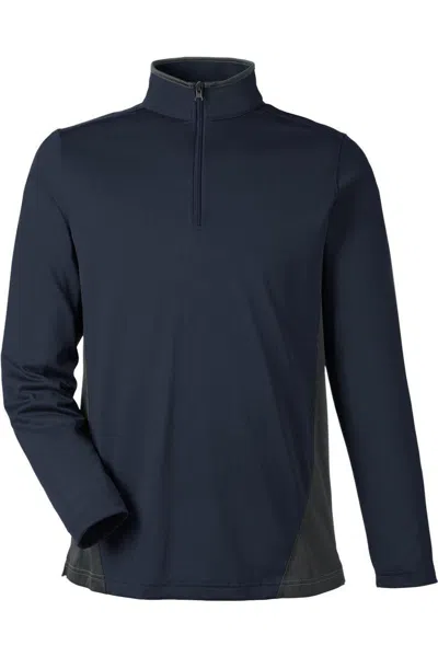 Harriton Flash Snag Protection Plus Il Colorblock Quarter-zip Pullover In Blue