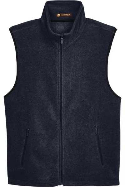 Harriton Fleece Full-zip Vest In Blue