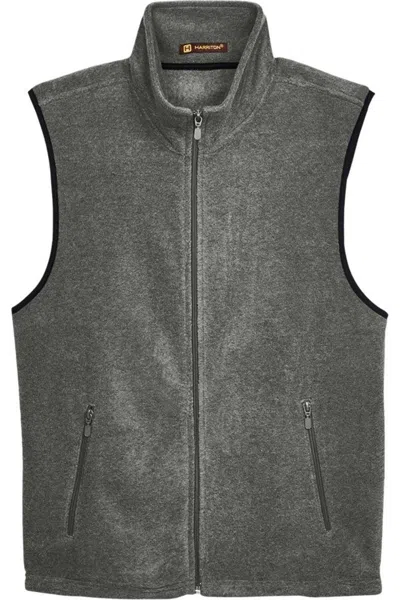 Harriton Fleece Full-zip Vest In Gray