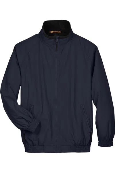 Harriton Fleece Lined Nylon Jacket In Blue