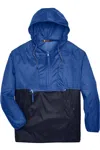 Harriton Packable Hooded Nylon Jacket In Multi