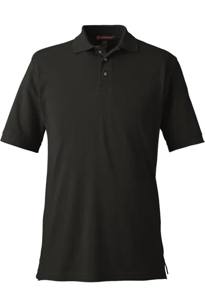 Harriton Pique Polo In Black