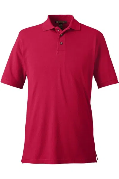 Harriton Pique Polo In Red
