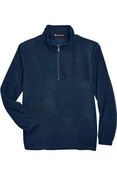Harriton Quarter-zip Fleece Pullover In Blue