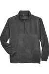 Harriton Quarter-zip Fleece Pullover In Black