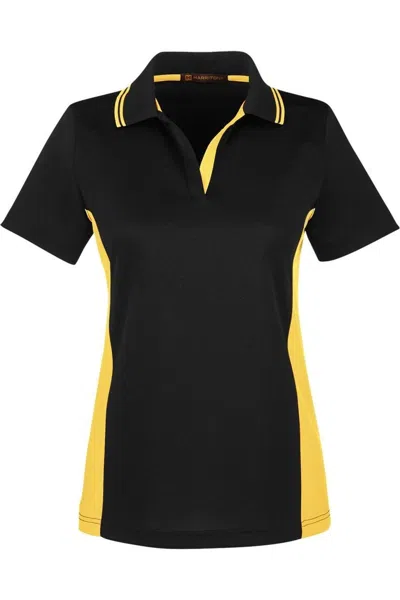 Harriton Women's Flash Snag Protection Plus Il Colorblock Polo In Black