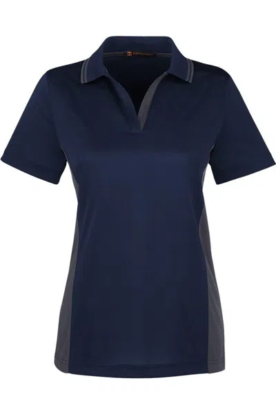 Harriton Women's Flash Snag Protection Plus Il Colorblock Polo In Blue