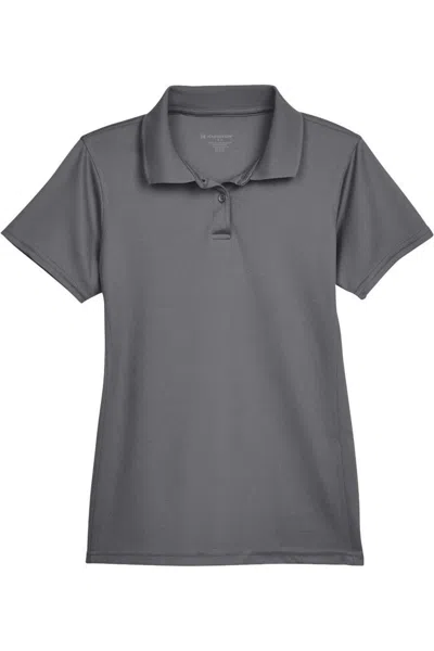Harriton Women's Polyester Jersey Polo In Gray