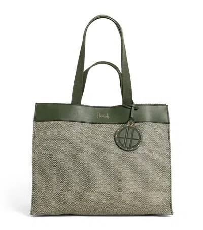 Harrods Barbican Woven Tote Bag In Green