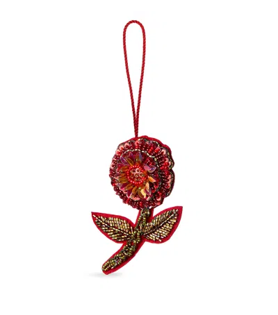 Harrods Beaded Floral Tree Decoration In Red
