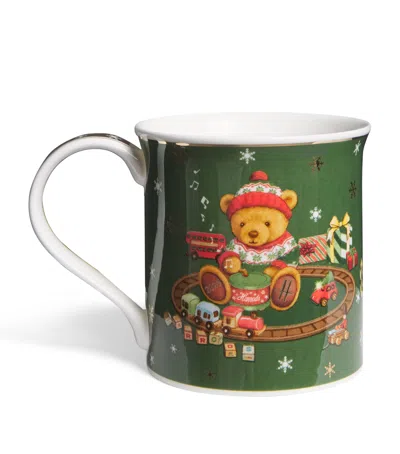 Harrods Bone China Christmas Bear Mug In Green